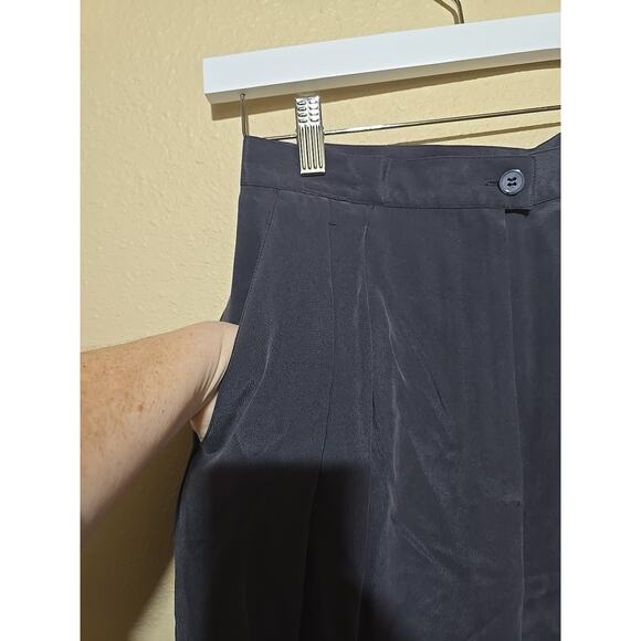 Vtg Jones NY Navy Blue 100% Silk Straight Leg Old Money Casual Pants Woman Sz 10 - Picture 3 of 6